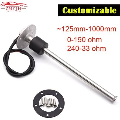 Customizable Fuel Level Sensor 125mm-1000mm Water Level Sensor Fit 0-190ohm 240-33ohm Oil Liquid Tank Fuel Level For Marine Boat