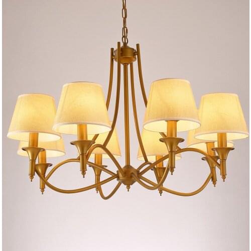 New American style chandelier living room bedroom dining room pastoral Mediterranean Nordic country light luxury fabric lamps