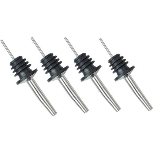 New 4Pcs Stainless Steel Whisky Liquor Oil Wine Bottle Pourer Cap Spout Stopper Mouth Dispenser Bartender Home Bar Party Accesso