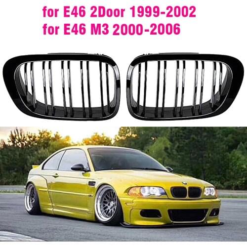 Front Hood Kidney Luxury Grill Grille Snap-on For bmw 330ci Coupe Cabriolet Pre-facelift for E46 2D 1999-2002 Black
