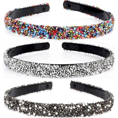 Simulated Crystal Pearl Rhinestones Luxury Hair Accessories Hairbands Sparkly Padded Hair Bands Headdress Women Headbands