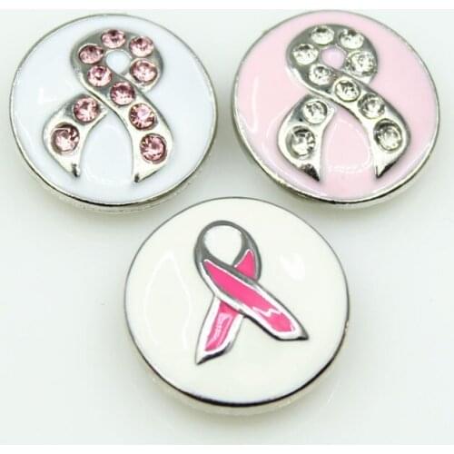 Breast Cancer Ribbon Mix 12pcs/lot Snap Buttons Fit 18mm Ginger Button Snap Bracelet&Bangles Letters DIY Snap Jewelry Charms