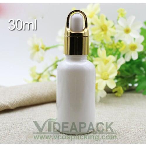 50pcs 30ml Glass dropper empty bottle / pearl white Essential oil bottle / hyaluronic acid essence glass container