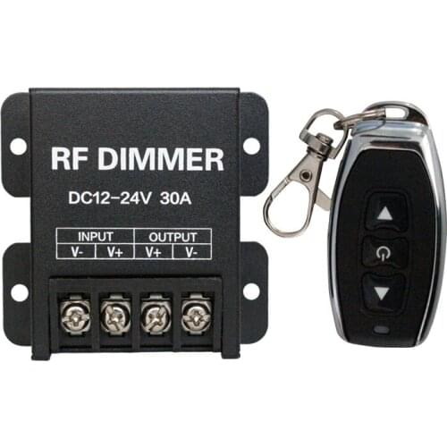 12V RF LED Dimmer Wireless Brightness 3 Keys Remote Controller DC 12V- 24V 30A 360W 720W for 5050 3528 Single Color Strip Lights