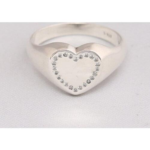 S925 Love Heart With Crystal Ring For Women Wedding Party fit Lady Fine Jewelry