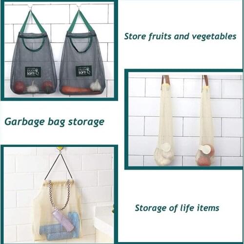 6Pcs Vegetable Mesh Bag Washable Wall Hanging Fruit Basket for Garlics Potatoes Onion Reusable Hanging Storage
