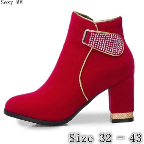 Spring Autumn High Heels Women Ankle Boots High Heel Shoes Woman Short Boots Small Plus Size 32 33 - 40 41 42 43