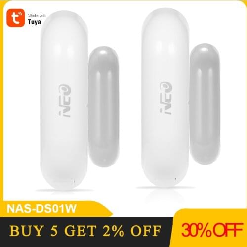 2PCS NEO Coolcam NAS-DS01W WiFi Smart Door Window Sensor Magnetic Contact Detector App Notification Alerts Smart Home Automation
