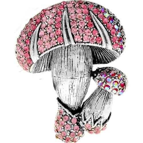 CINDY XIANG Rhinestone Double Mushrooms Brooches For Women And Men Vintage Vegetables Plant Cute Creative Brooch Pin Jewelry