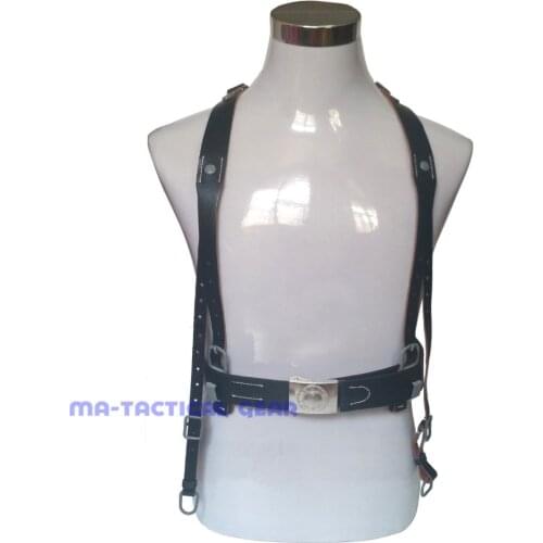 WWII WW2 GERMAN ARMY Y STRAP WITH PISTOL BELT LOADING BEARING ROPE LEATHER - World military Store