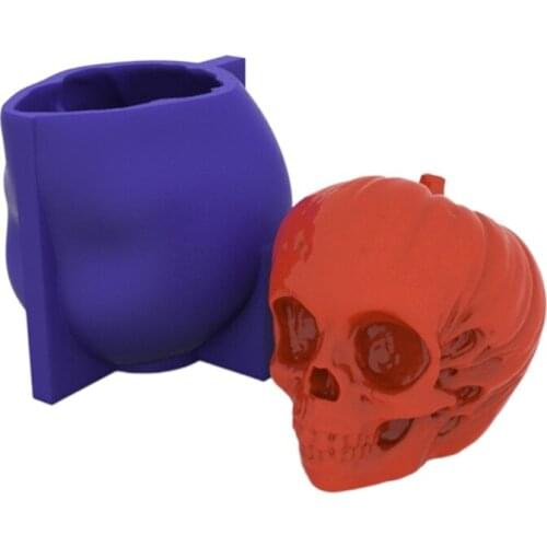 Halloween Pumpkin Shape Skull Head Candle Epoxy Resin Mold Aromatherapy Plaster Silicone Mould DIY Crafts Soap Home Party Decora