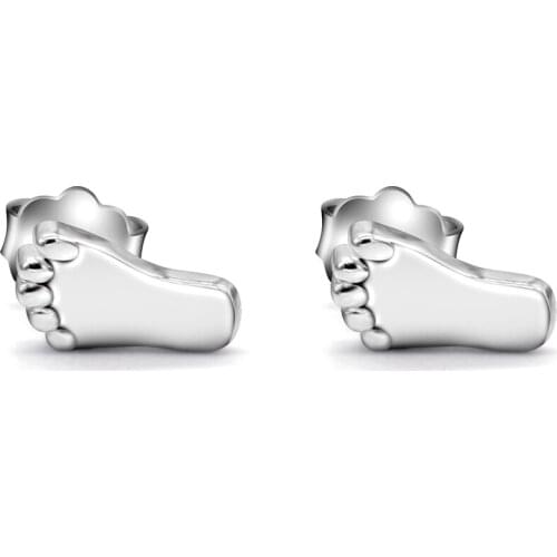 925 Sterling Silver Stud Earrings Small Baby Foot Footprint Earrings Cute for Women Girls Wedding Silver Jewelry Making