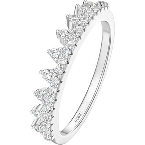 SLJELY Fashion Pure 925 Sterling Silver Skirt Hem Design Micro Cubic Zirconia Stones Finger Ring Women Girl Luxury Brand Jewelry