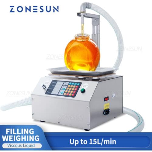 ZONESUN Semi-Automatic Honey Paste Jam Lotion Bottle Weighing Gear Pump Filling Machine