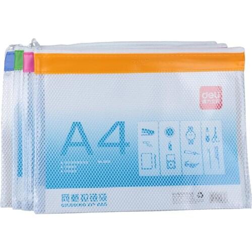 1pcs Right 5830 PVC grid zipper bag A4 transparent file bag data bag draw edge bag