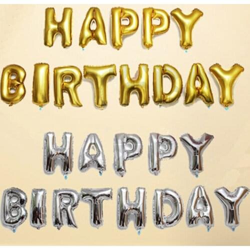 13pcs/set Cute HAPPY BIRTHDAY Alphabet Letters Balloons Party Decoration Engagement Aluminum Foil Membrane Ballons