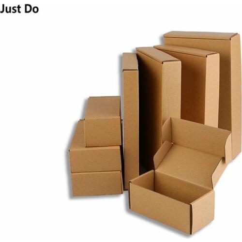 19*11*3cm 50pcs Brown Kraft Cardboard Boxes Business Express Shopping Delivery Packaging Paper Package Mailing Box