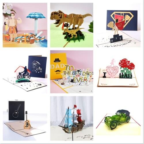 3D Greeting Cards Pop-Up Fathers Day Card THE BEST DAD gift for Dad Husband Grandfather From Daughter Son Wife