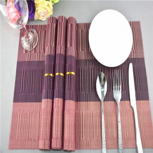 4pcs/Lot 4 Colors Jacquard Weave PVC Placemat Dining Table Place Mats Tableware Utensil Table Cloth Pad Slip-Resistant Pad J0806