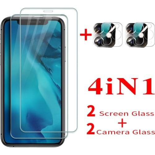 4 In 1 for iphone 12 11 pro Camera Protection Glass for iphone 11 12 Pro Max Glass Screen Protector Safety Protective Film HD