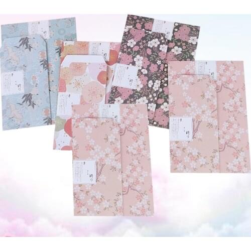 45pcs/5 Sets A5 Flower Printing Envelope Letter Paper Note Paper Writing Paper Stationery Supplies (Random Style)