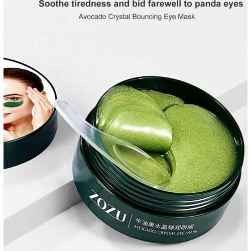 60Pcs Hydrating Eye Masque Moisturizing Multifunctional Plant Extracts Avocado Faux Crystal Eye Masque for Girls