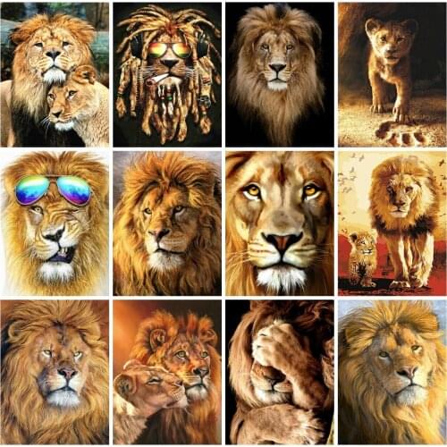 AZQSD Diy Paint By Numbers For Kids Lion Home Wall Art Canvas Painting Art Painting By Numbers Animals HandPainted Gift