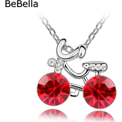 BeBella cute bicycle pendant necklace made with Czech crystal for kids women gift