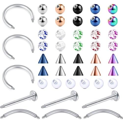 16G 14G Replacement Balls & Bars for Industrial Barbell Nipple Tongue Lip Eyebrow Belly Button Rings Body Piercing Parts