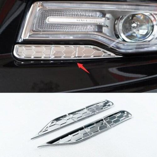 For Jeep Grand Cherokee 2014 ABS Chrome Car Headlamps Cleaning device Accessories Cover Trim sticker Car Styling 2PCS