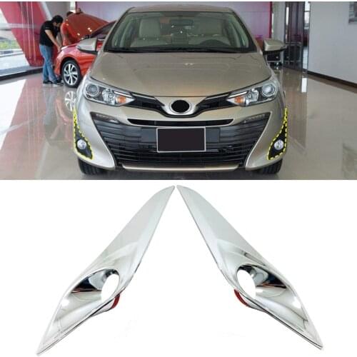 For Toyota Vios Yaris Sedan 2019 2020 Car Styling Accessories ABS Chrome Front Fog Light Lamp Cover Trim 2pcs