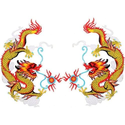 Dragon Embroidered Patches Stripes For Clothing Iron On DIY Patches Applique Stickers Clothes Sew Badges Patchwork