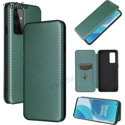 Carbon Fiber Flip Magnetic Leather Back Cover For Oneplus 9 Pro Nord N10 N100 8T 8 7T 7 6T 5T Card Slot Leather Walle Case Capa