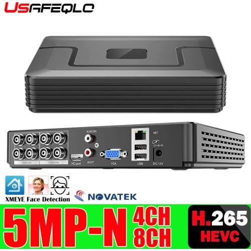 WIn10 Interface 5mp-n Surveillance Camera H.265+ Xmeye 8 Channel 4CH 8CH 6 in 1 WIFI Hybrid CVI TVi NVR AHD CVBS CCTV DVR