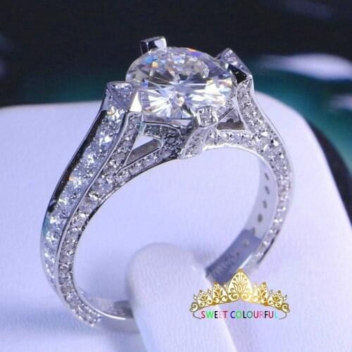 100% 18K Gold ring 1ct D color VVS Moissanite Diamond Ring Wedding ring With national certificate D07