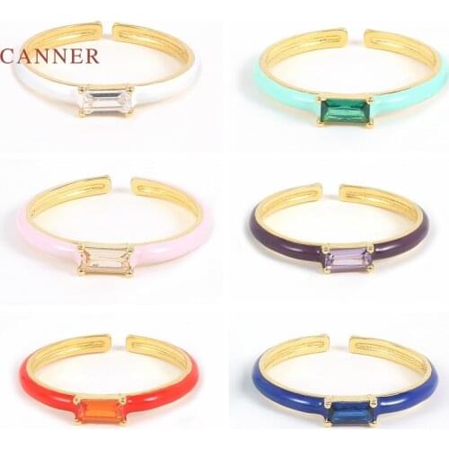 CANNER Drop Oil Crystal Rings For Women Girls 925 Silver Ring 2021 Trend Anillos Mujer Fine Jewelry Paired Ring Minimalist