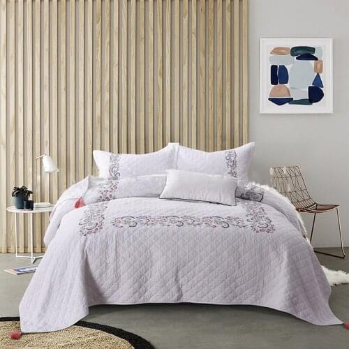 France Cotton Quilt Set 3PC Bedspread on the Bed Luxury Embroidered Bed Cover Sheets Queen Size Coverlet Blanket for BedCHAUSUB