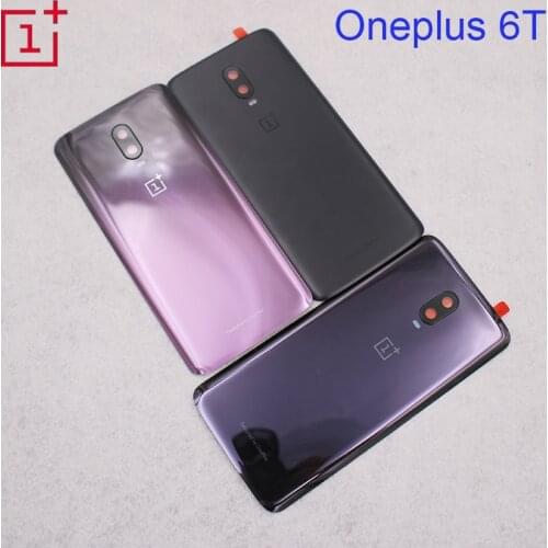 For Oneplus 6T Battery Cover Glass Door Back Housing Rear Case One Plus 6 Battery Door Repair Parts With Camera Lens Frame &Logo