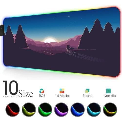 Landscape Minimalist RGB Mouse Pad Black Gamer Accessories Large LED MousePad XL Gaming Desk MatsPC Desk Play Mat with Backlit
