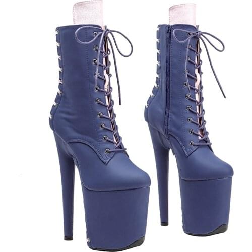 Leecabe 20CM/8inches snake material High Heel platform Pole Dance boot fastion shoes