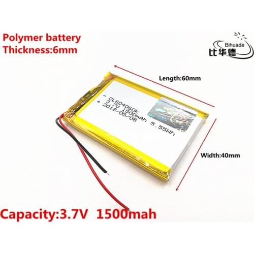 3.7V 1500mAH 604060 Polymer lithium ion / Li-ion Rechargeable battery for DVR,GPS,mp3,mp4