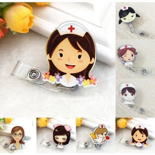 Fashion Women Large Brooches Retractable Badge Reel Nurse Exihibiton ID Name Card Badge Holder School Supplie Jewelry Accessory