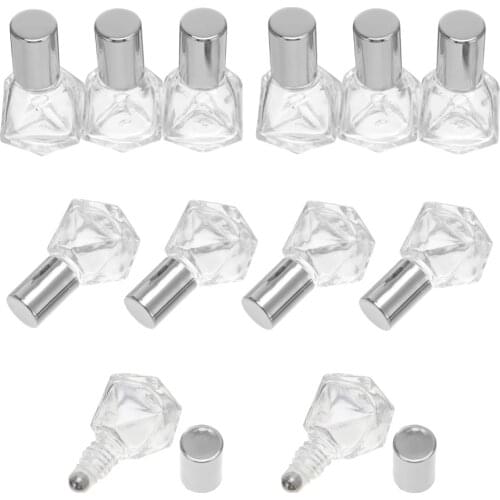 MUB 12pc 8ml Mini Portable Roll Ball Bottle Refillable Roll on Bottle For Essential Oil Perfume Bottle Empty Cosmetics Container