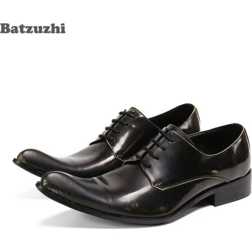 Batzuzhi Zapatos Hombre Pointed Toe Formal Leather Dress Shoes Men Lace-up Business Shoes Gentlemen zapatos de hombre, Big Size