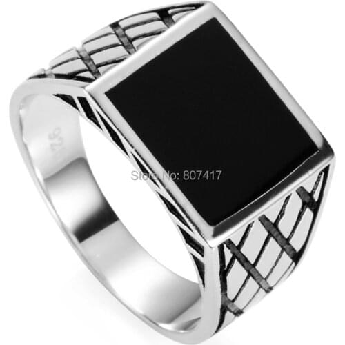 Eulonvan 925 Sterling Silver Rings jewelery For Men Engagement Wedding Gift luxurious Black enamel S-3780 size 7 8 9 10 11 12 13