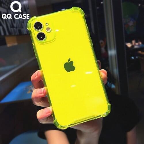 Luxury Fluorescent Soft Case For iphone 7 8 Plus SE 2 2020 11 12 Plus XS Max X XR Transparent Pure Color Protective Back Cover