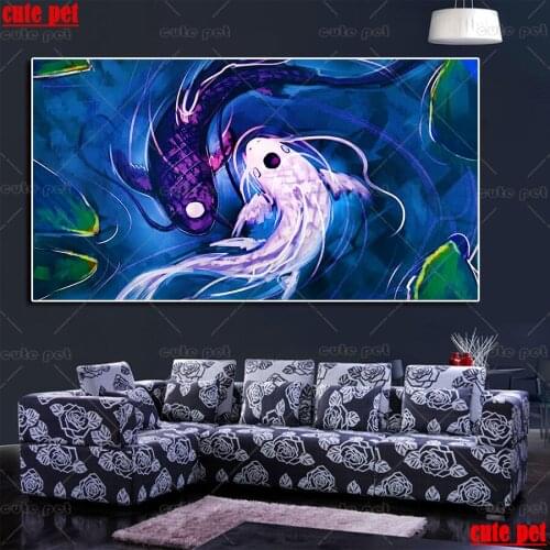 Full Square Drill Koi 5D DIY Diamond Painting Yin Yang Fish Crystal Embroidery Cross Stitch Needlework Mosaic decoration salon