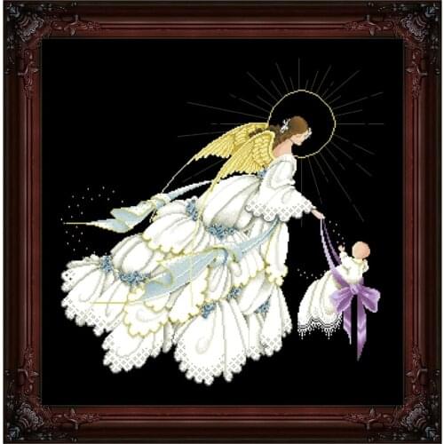 Angel of Mercy cross stitch kit fairy Dreampattern 18ct 14ct 11ct black canvas embroidery DIY needlework wall decor