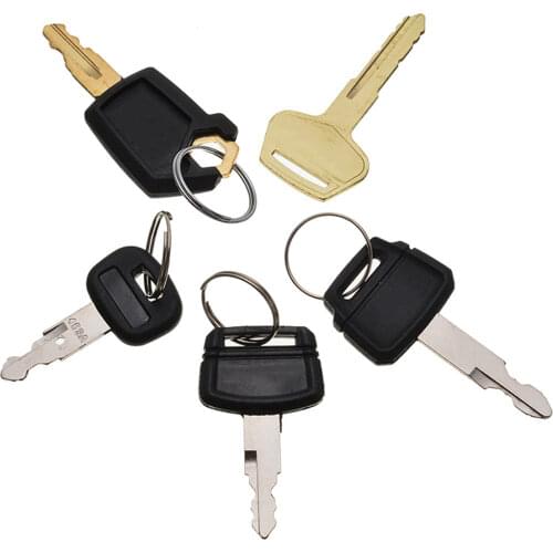 5pcs Excavator Ignition Start Key Set Excavator Replacement Keys for Caterpillar Hitachi Kobelco Komatsu Kubota Dozer Digger
