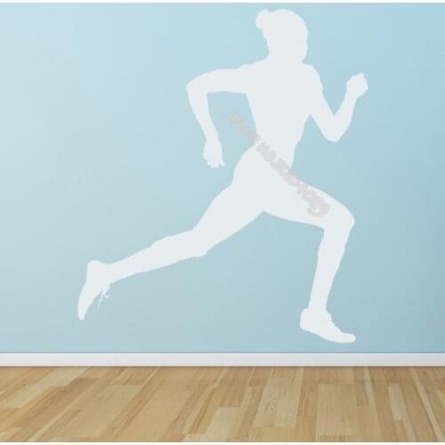 Female Runner Marathon Race Wall Sticker Sports Girl Running Decals For Gym Health Home Decor Sport Kids room wallpaper EB331